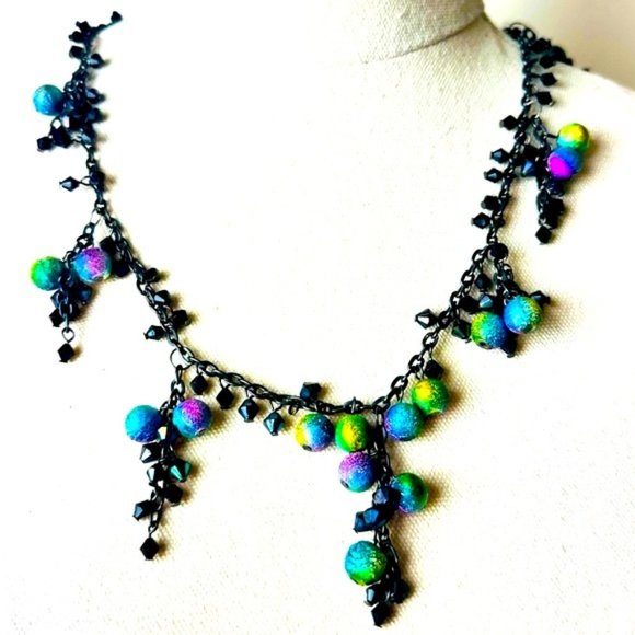 Vintage Hand Made Tear Drop Mystical Goth Charming Statement Necklace - Picture 2 of 7